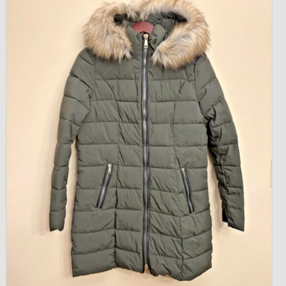 Laundry By Shelli Segal Jackets & Blazers - Laundry By Shelli Segal Detachable Fur Hood Puffer Jacket Size M Olive Green